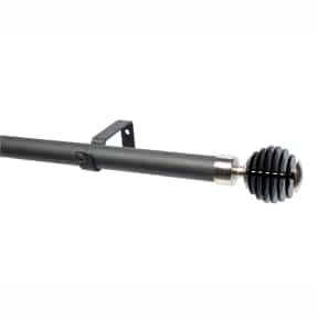 28mm Single Pole Set with Stacked Black Ball Finials - Matt Black