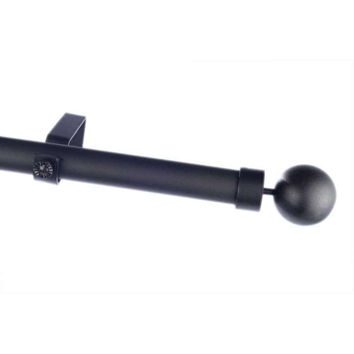 28mm Single Pole Set with Ball Finials - Matt Black