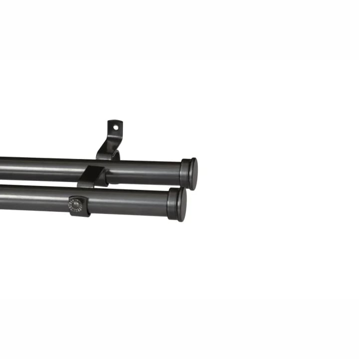 28mm Double Pole Set with End Caps - Gun Metal