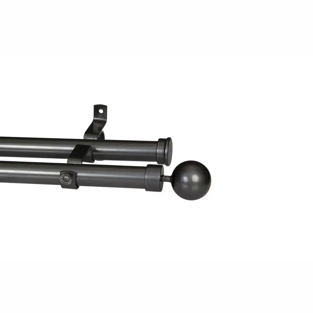 28mm Double Pole Set with Ball Finials - Gun Metal