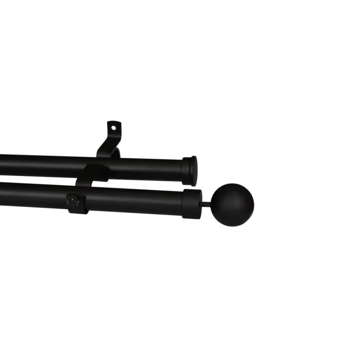 Promotions 189 28mm Double Pole Set with Ball Finials - Matt Black