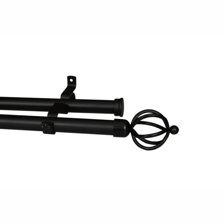 Promotions 198 28mm Double Pole Set with Basket Finials - Matt Black