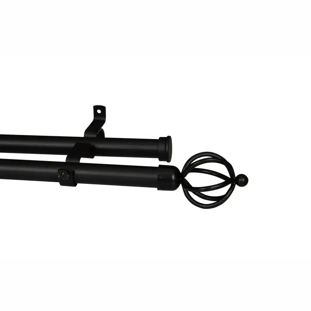 28mm Double Pole Set with Basket Finials - Matt Black