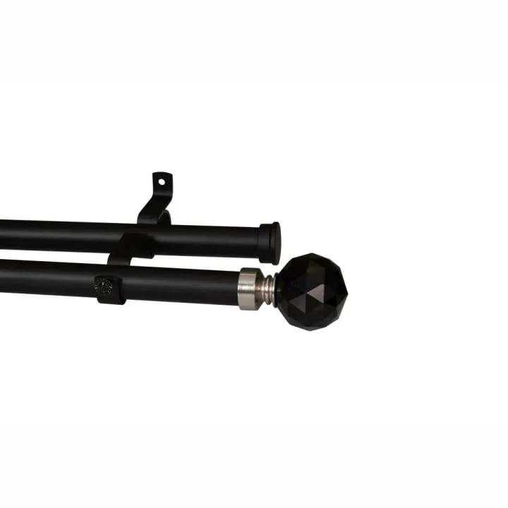 Promotions 200 28mm Double Pole Set with Crystal Ball Finials - Matt Black