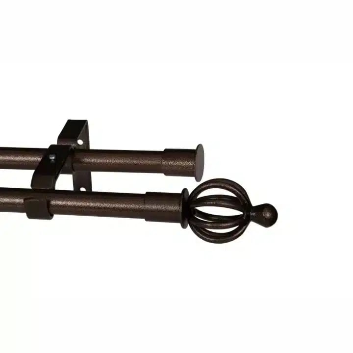 CURTAIN POLE-22MM CHARIOT DOUBLE POLE SET CAGE FINIAL-COPPER