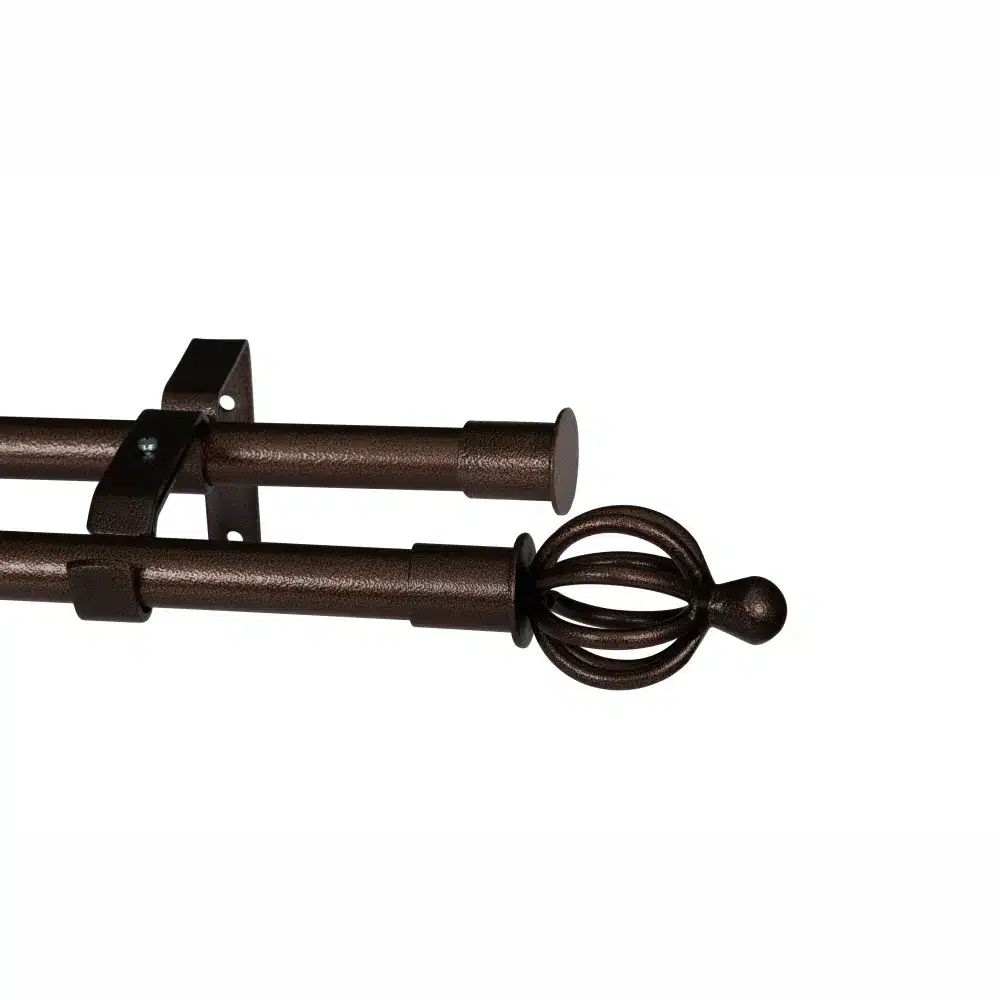 CURTAIN POLE-22MM CHARIOT DOUBLE POLE SET CAGE FINIAL-COPPER