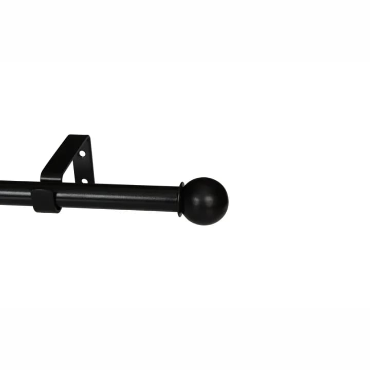 CURTAIN POLE-22MM GOTHIC SINGLE POLE SET-BALL FINIAL-BLACK