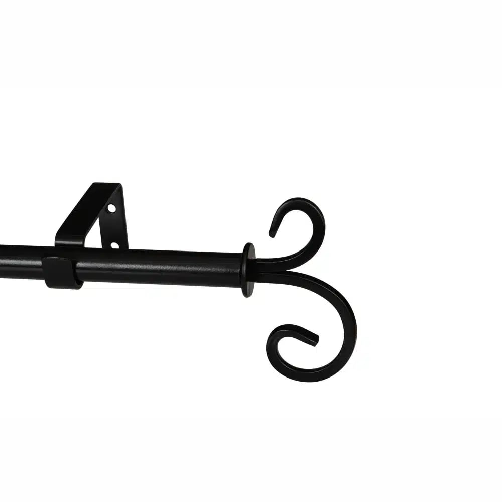 22mm Gothic Single Pole Set with Scroll Finials - Black 1 CURTAIN POLE-22MM GOTHIC SINGLE POLE SET-SCROLL FINIAL-BLACK