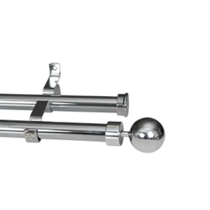 Promotions 213 CURTAIN POLE-28MM DOUBLE POLE SET BALL FINIAL-CHROME