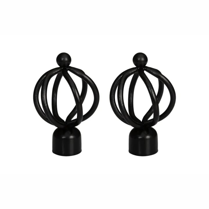 28mm Gypsy Curtain Pole Basket Finials - Black