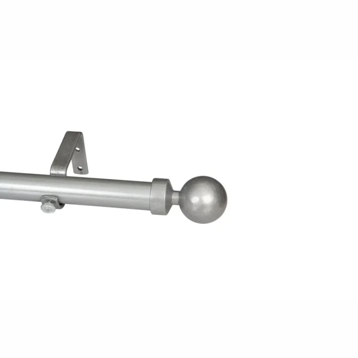 CURTAIN POLE-32MM ELEMENTS SINGLE POLE SET BALL FINIAL-SILVER