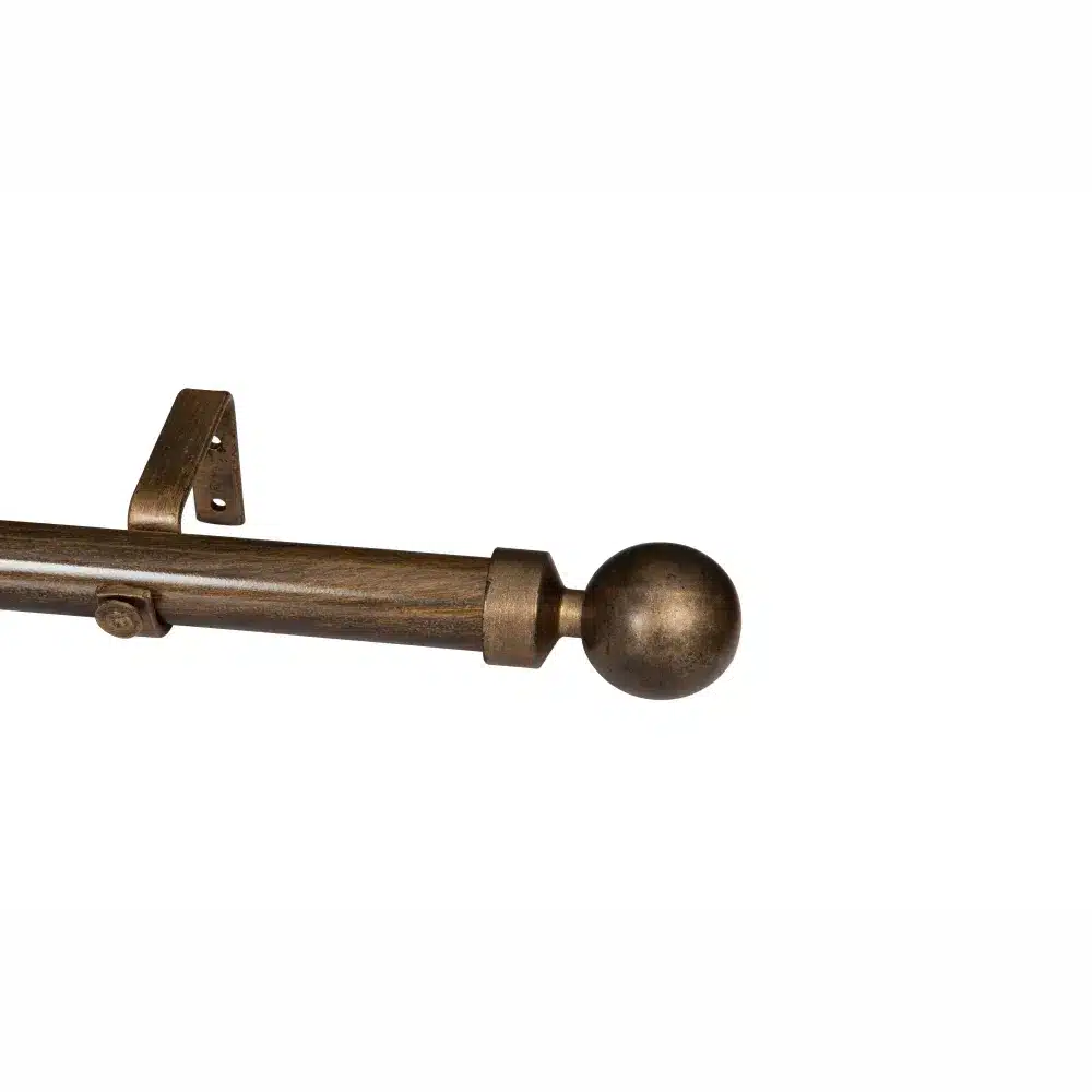 CURTAIN POLE-32MM ELEMENTS SINGLE POLE SET BALL FINIAL-BRONZE