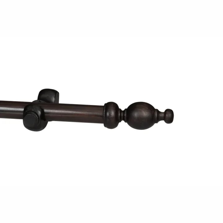 Promotions 218 CURTAIN POLE-34MM CLASSIC WOODEN SINGLE POLE SET-CLASSIC FINIALS-DARK STAIN