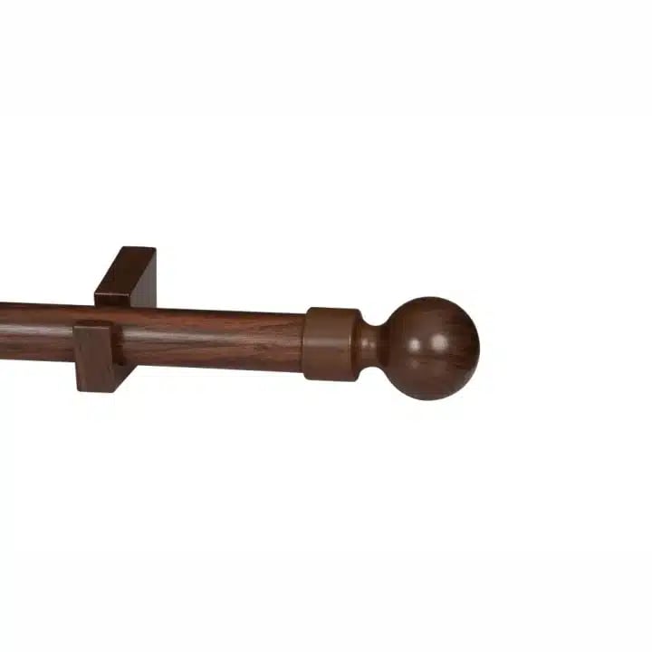 Promotions 212 CURTAIN POLE-34MM WOOD-LIKE DESIGNER SINGLE POLE SET BALL FINIAL AUBURN