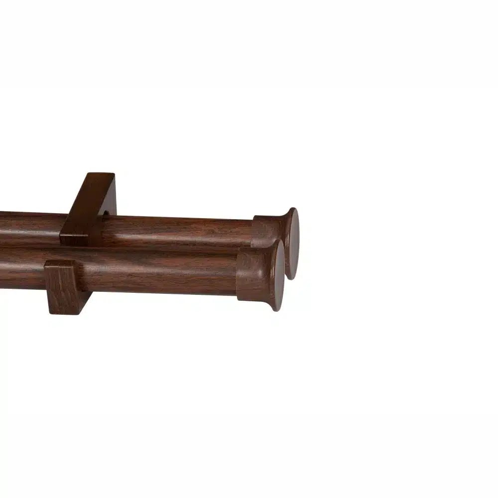 34mm Designer Double Curtain Pole Set with End Caps - Auburn 1 CURTAIN POLE-34MM WOOD-LIKE DESIGNER DOUBLE POLE SET-END CAP AUBURN
