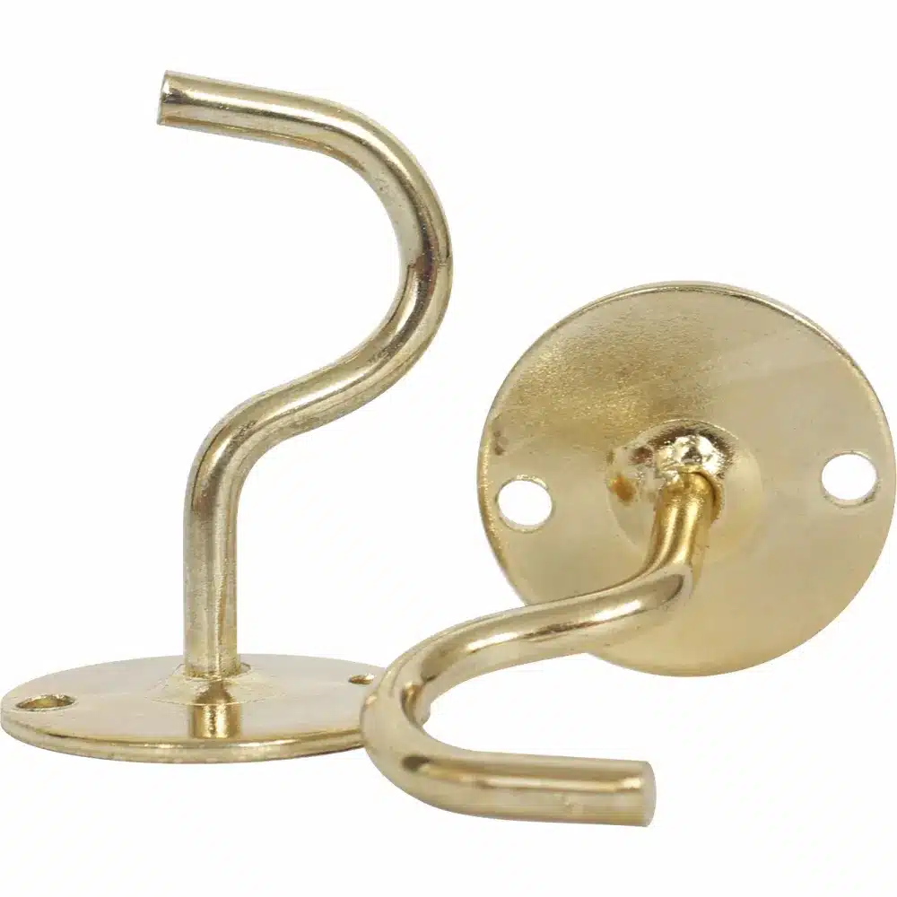 16mm Curtain Pole Metal Brackets - Brass 1 16mm Curtain Pole Metal Brackets - Brass