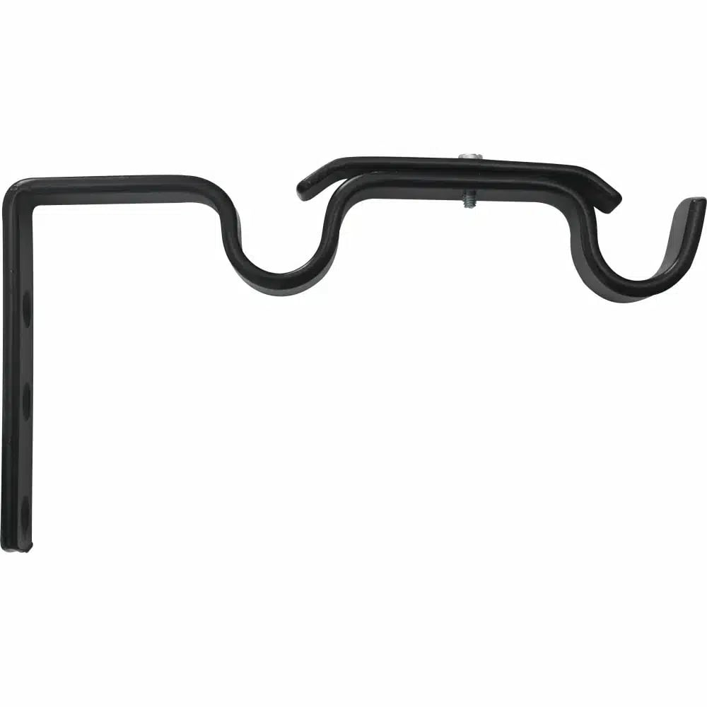 22mm Gothic Curtain Pole Double Wall Brackets - Black