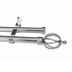 28mm Double Pole Set with Basket Finials - Chrome