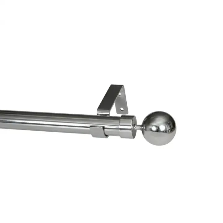28mm Single Pole Set with Ball Finials - Chrome