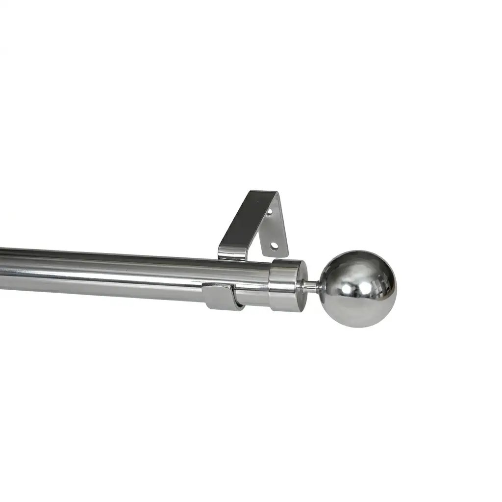 28mm Single Pole Set with Ball Finials - Chrome