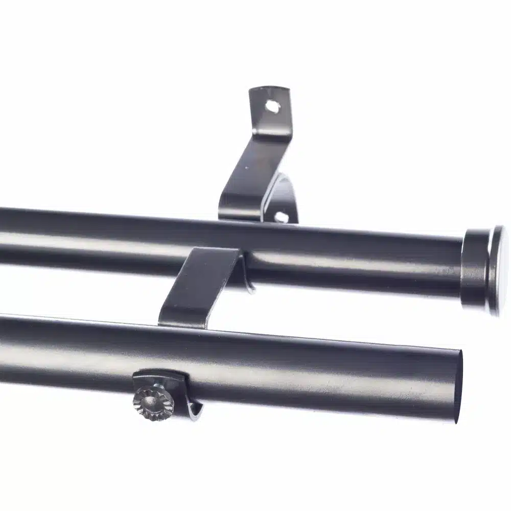 28mm Double Pole Set with End Caps - Gun Metal