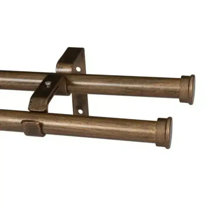 Curtain Pole-32mm Elements Double Pole Set End Cap-bronze