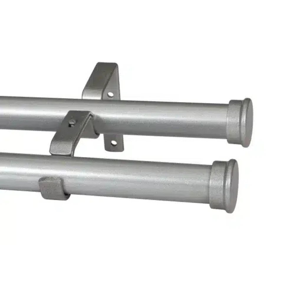 Curtain Pole-32mm Elements Double Pole Set- End Cap- Silver