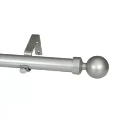 Curtain Pole-32mm Elements Single Pole Set Ball Finial-silver