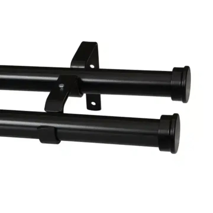 Curtain Pole-32mm Elements Double Pole Set End Cap-black