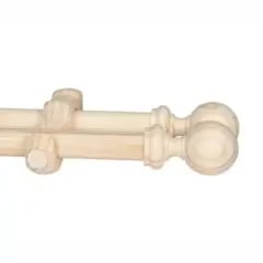 Finishing Touches SA 27 Curtain Pole-34mm Classic Wooden Double Pole Set-ball Finials-natural