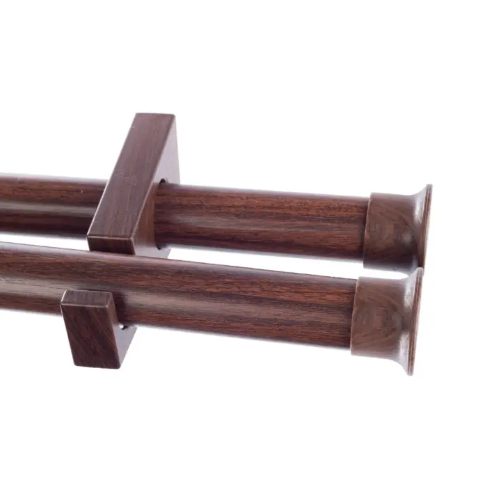 34mm Designer Double Curtain Pole Set with End Caps - Auburn