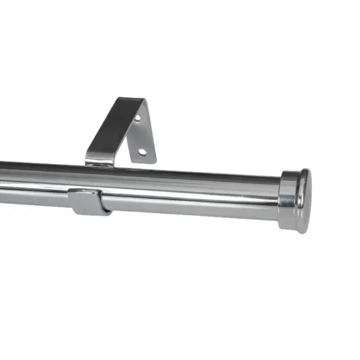 28mm Single Curtain Pole Set with End Caps - Chrome