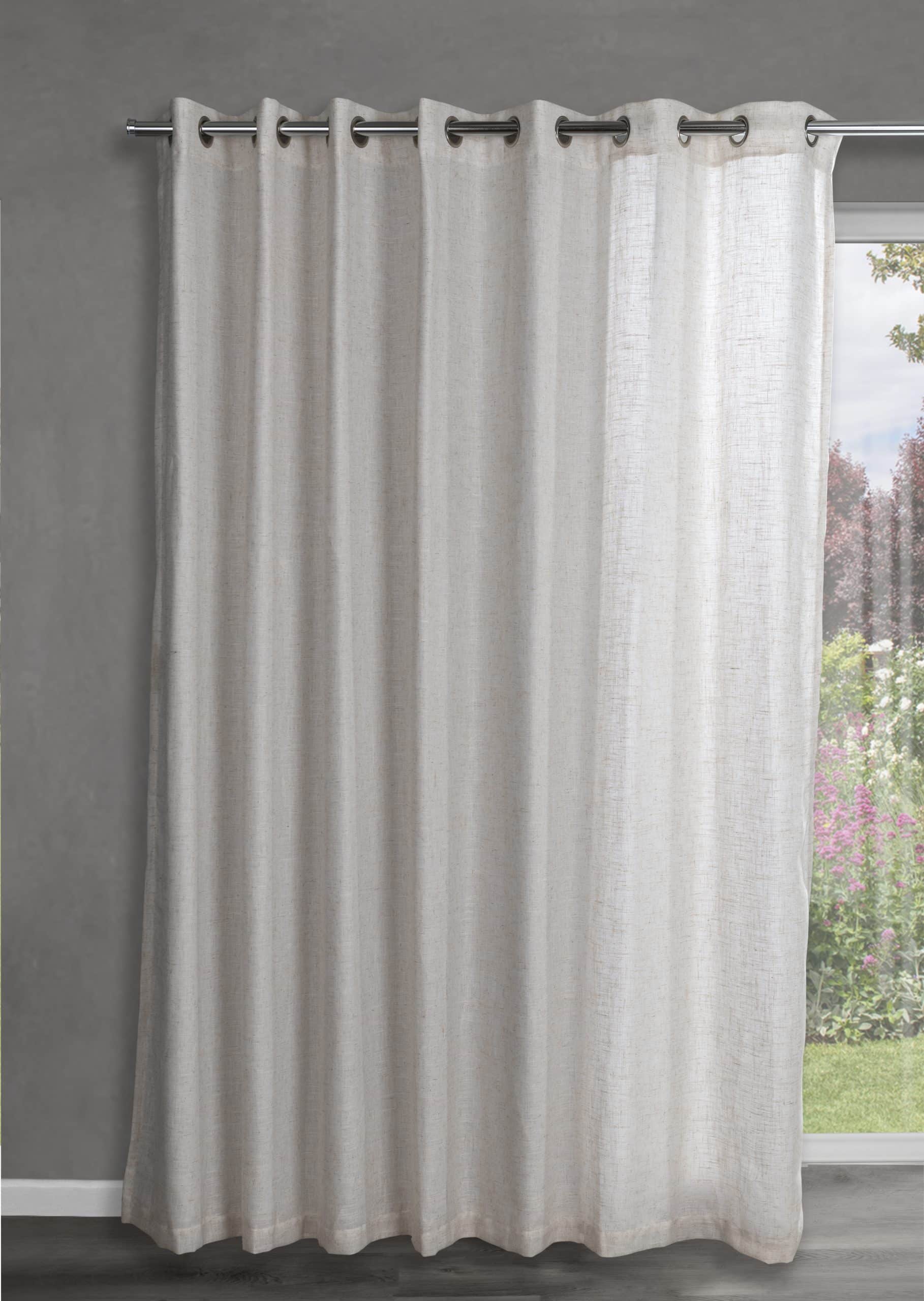 STUART GRAHAM READY MADE SHEER LINEN TEXTURED EYELET CURTAINS-SYMPHONY