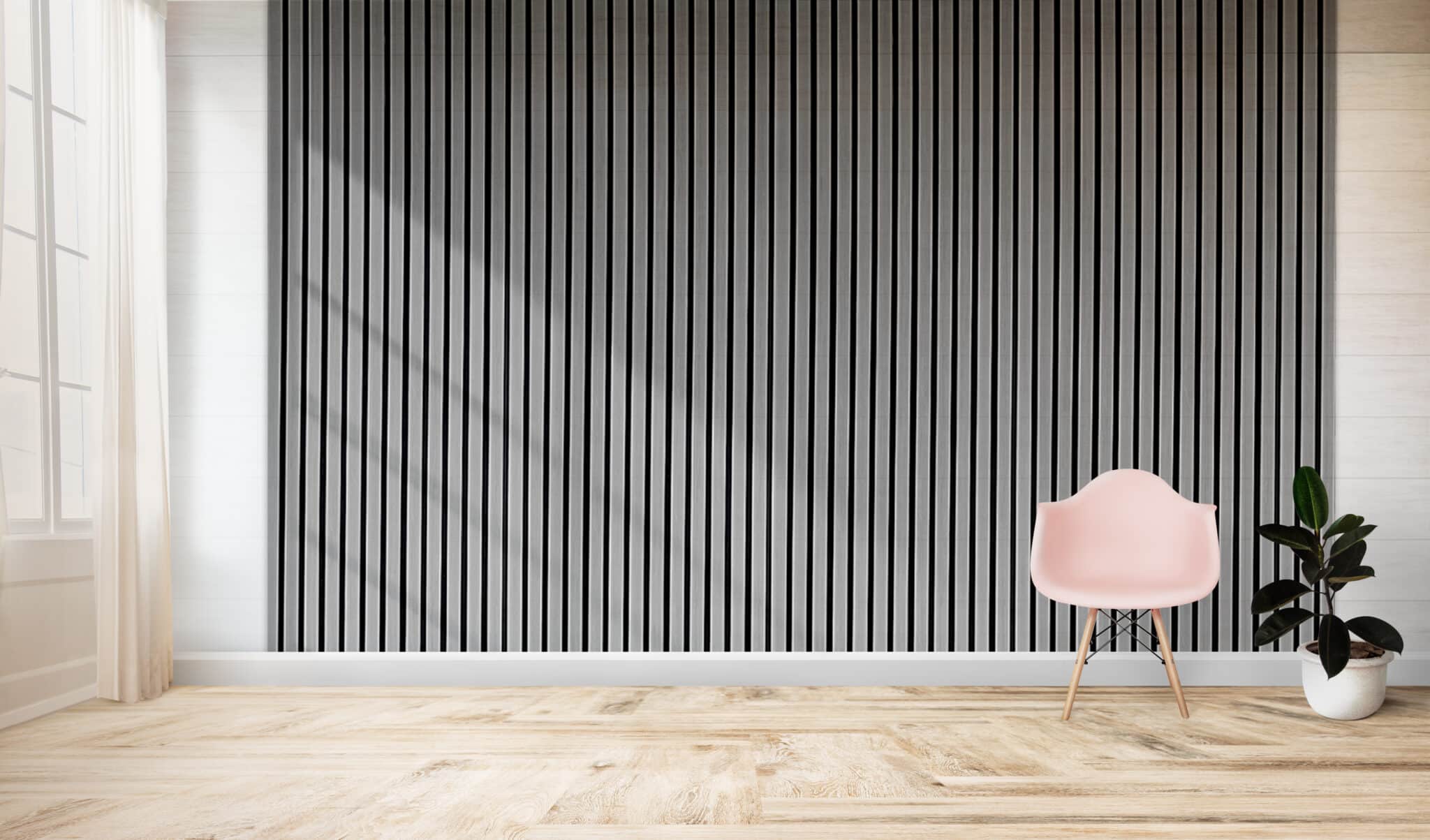 Wide Slatted Wall Panel - Grey - Image 3
