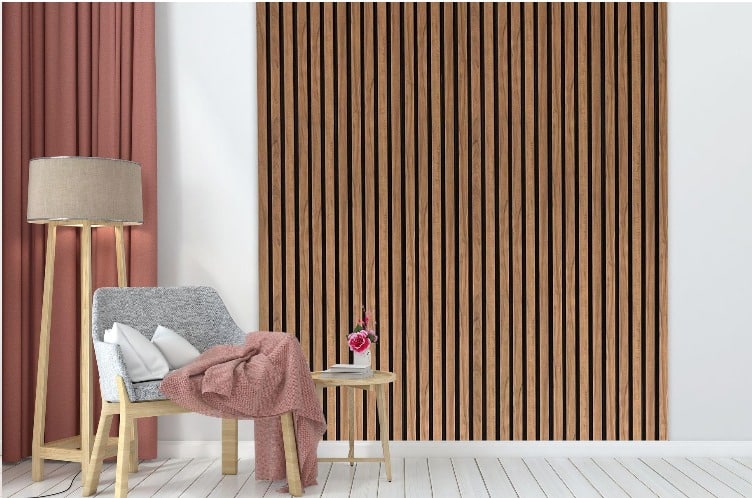 Wide Slatted Wall Panel - Kiaat 1 Wide Slatted Wall Panel - Kiaat