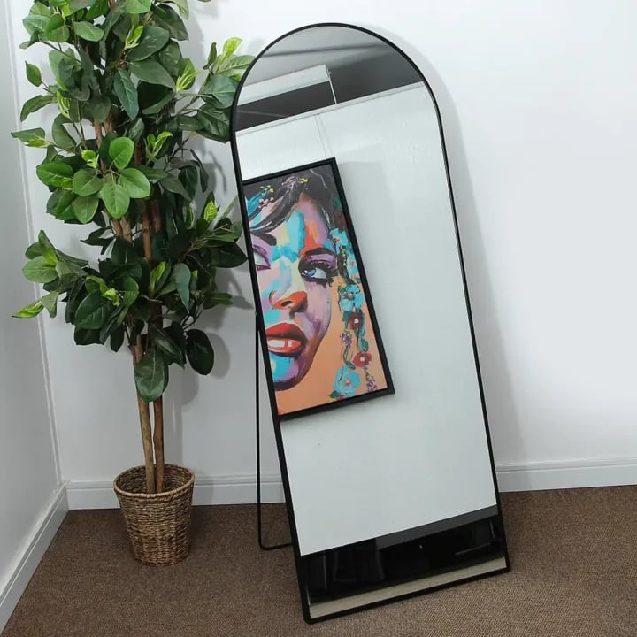 Domed Framed Aluminium Mirror with Stand - 700mm x 1800mm
