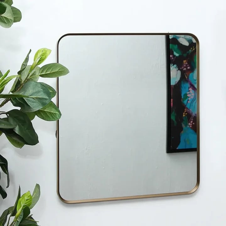 Round Edged Rectangle Aluminium Frame Mirror - 600mm x 700mm