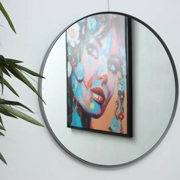 Round Framed Aluminium Mirror - 700mm x 700mm