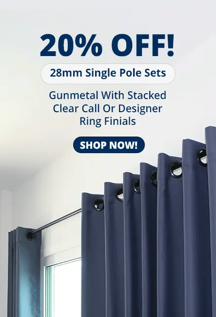 Finishing Touches - 20% Off Styish Gunmetal Curtain Poles