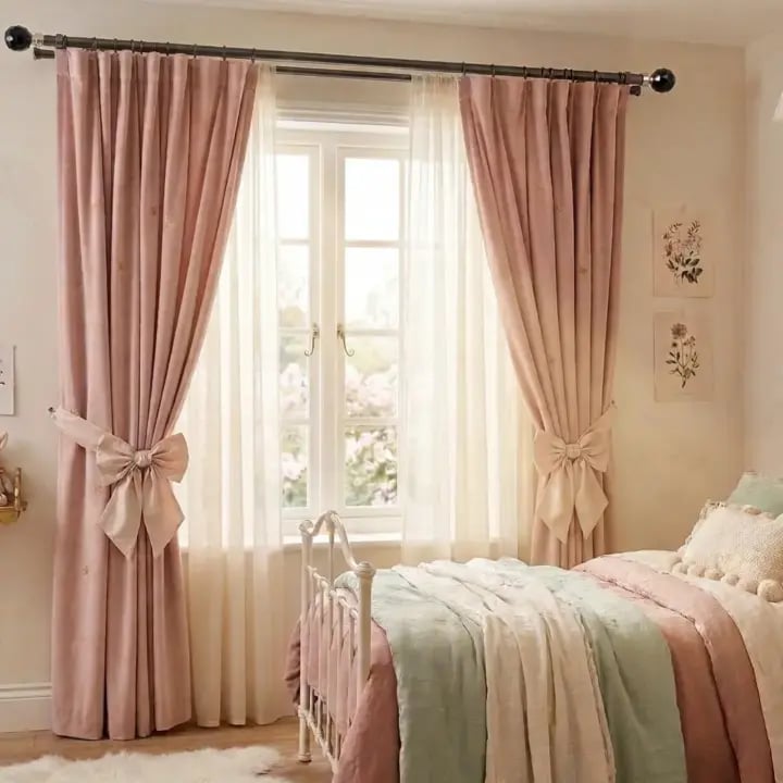 Close-up of a Finishing Touches 28mm double curtain pole set in gun metal. The front pole features a faceted crystal finial, while the back pole is finished with a sleek end cap, shown in an interior setting.