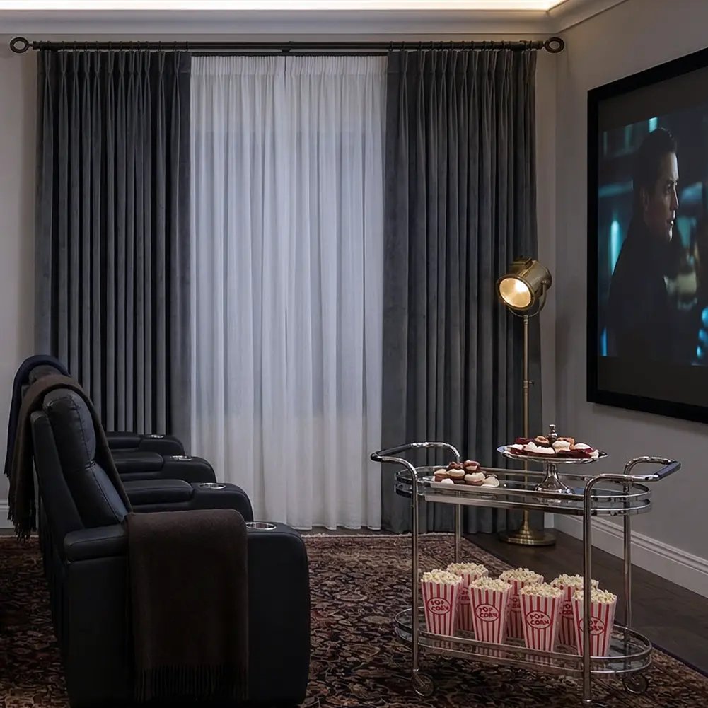 28mm Double Pole Set with Oval Finials - Matt Black - Image 3