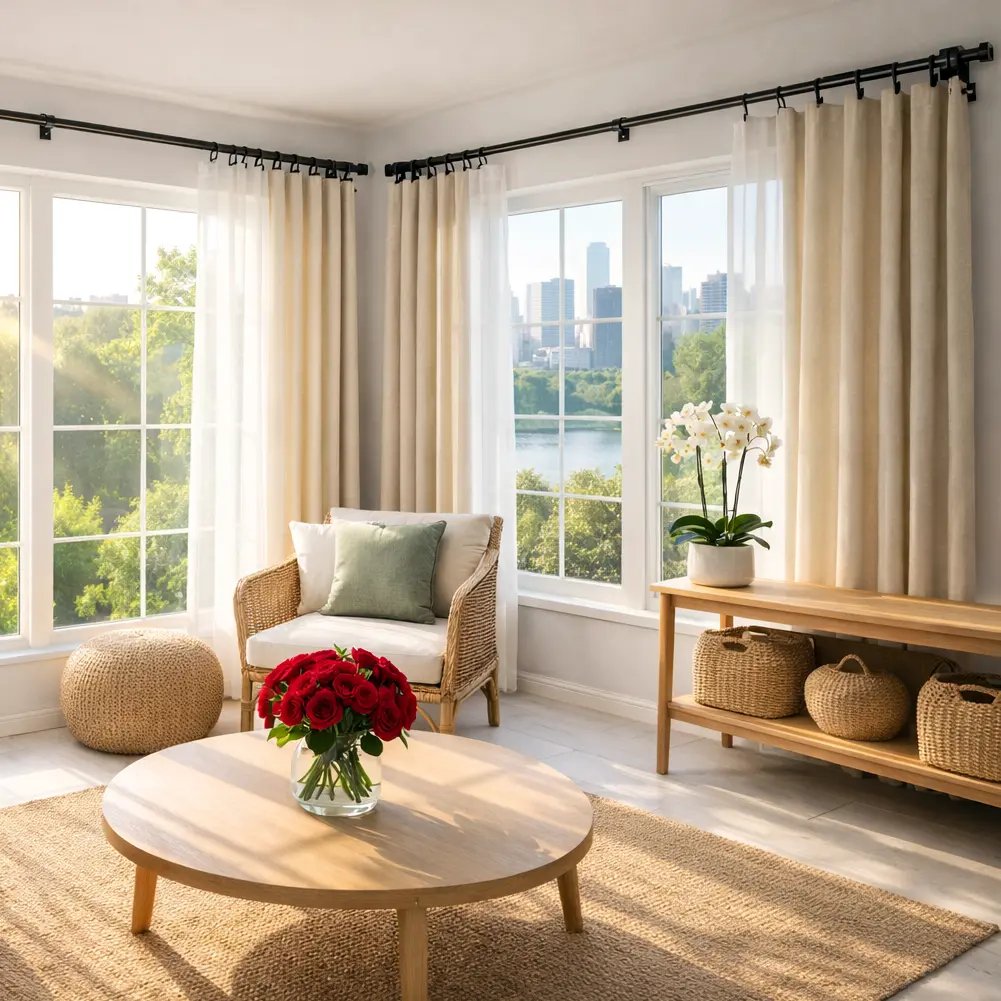 32mm Curtain Pole- Elements Double Pole Set End Cap-black - Image 2