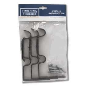 DOUBLE CURTAIN ROD BRACKET-22MM GOTHIC-3 PACK BLACK