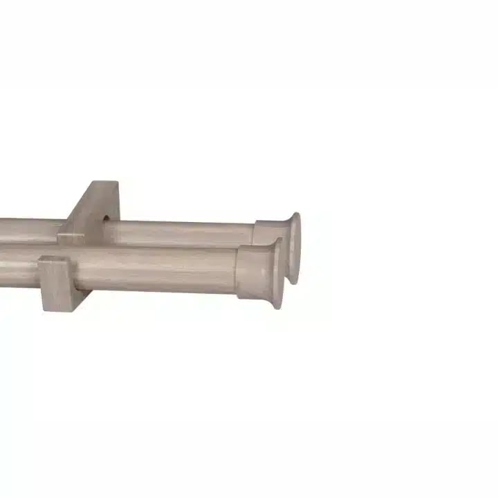 CURTAIN POLE-34MM WOOD-LIKE DESIGNER DOUBLE POLE SET-END CAP SEA MIST