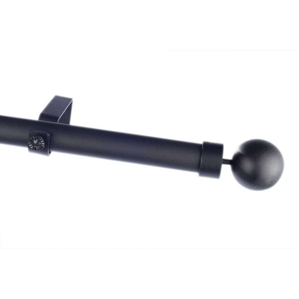 28mm Single Pole Set with Ball Finials - Matt Black
