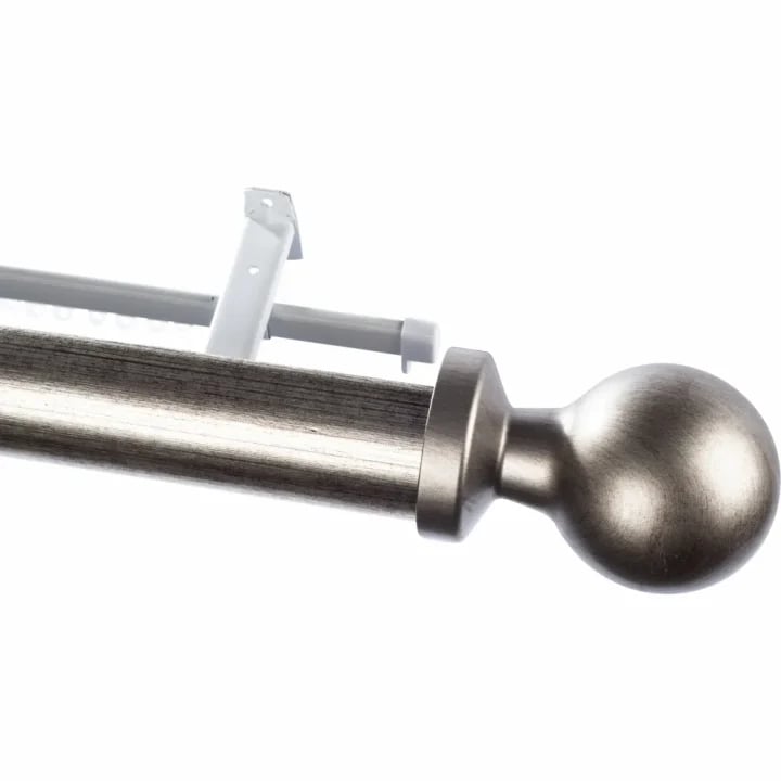63mm Half Round Pelmet & Track Set with Ball Finial - German Silver