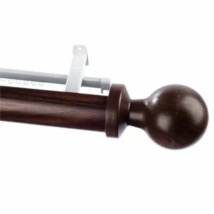 63mm Half Round Pelmet & Track Set with Ball Finial - Auburn