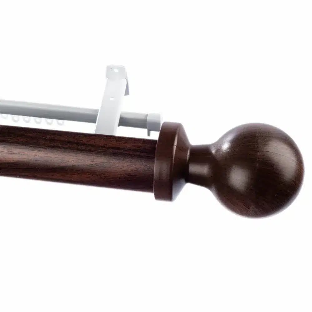 63mm Half Round Pelmet & Track Set with Ball Finial - Auburn