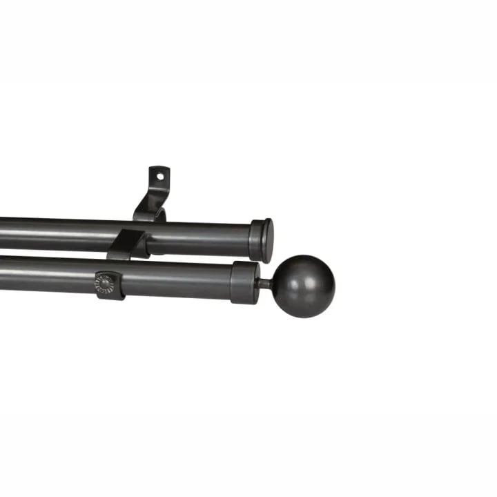 28mm Double Pole Set with Ball Finials - Gun Metal