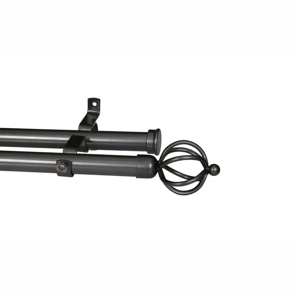 28mm Double Pole Set with Basket Finials - Gun Metal